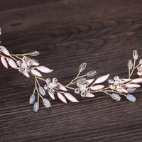 exquisite golden leaf headband bridal wedding jewelry headdress flower pearl headband