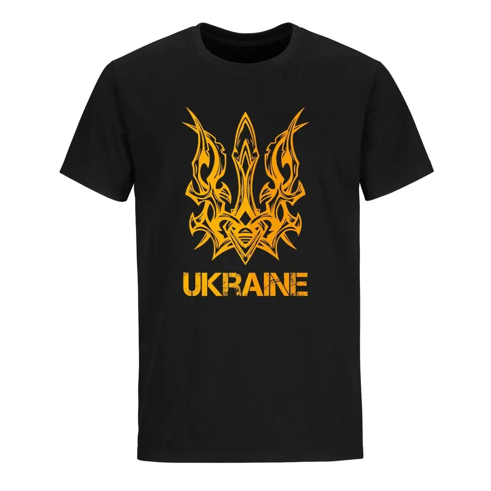 

Ukraine Flag Pride Flame Distress Ukrainian Coat of Arms T-Shirt 100% Cotton O-Neck Short Sleeve Casual Mens T-shirt Size S-3XL