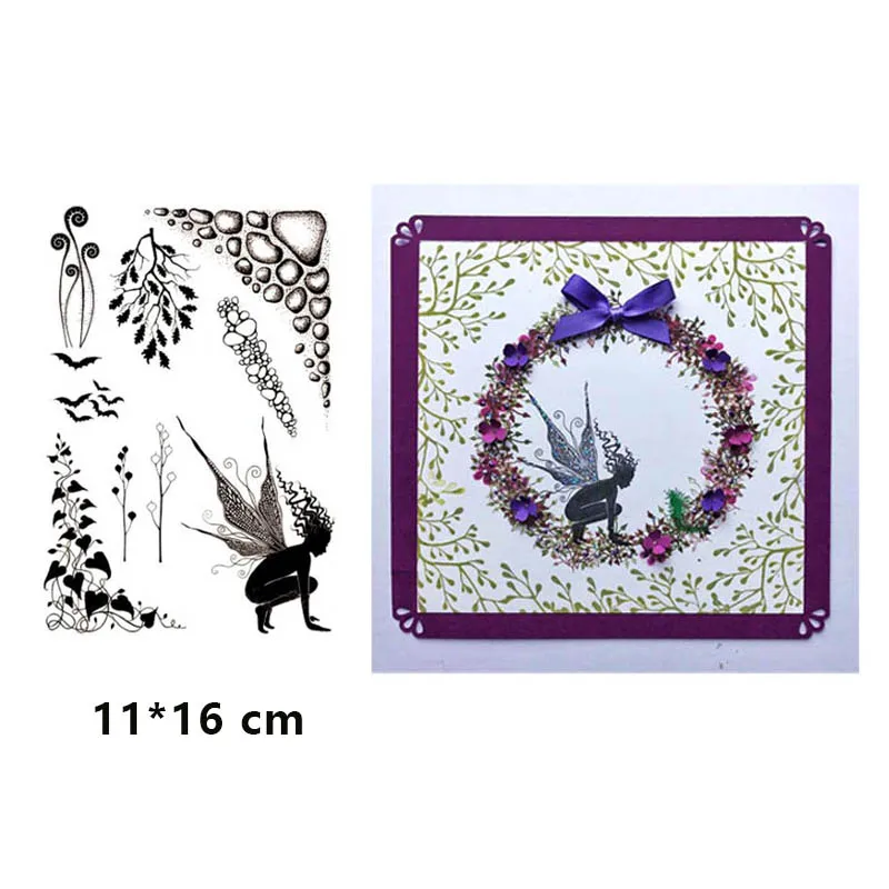 

Fairies Rock Plants Clear Stamps for DIY Scrapbooking Card Transparent Silicone Stamp Making Photo Album Crafts Decoration