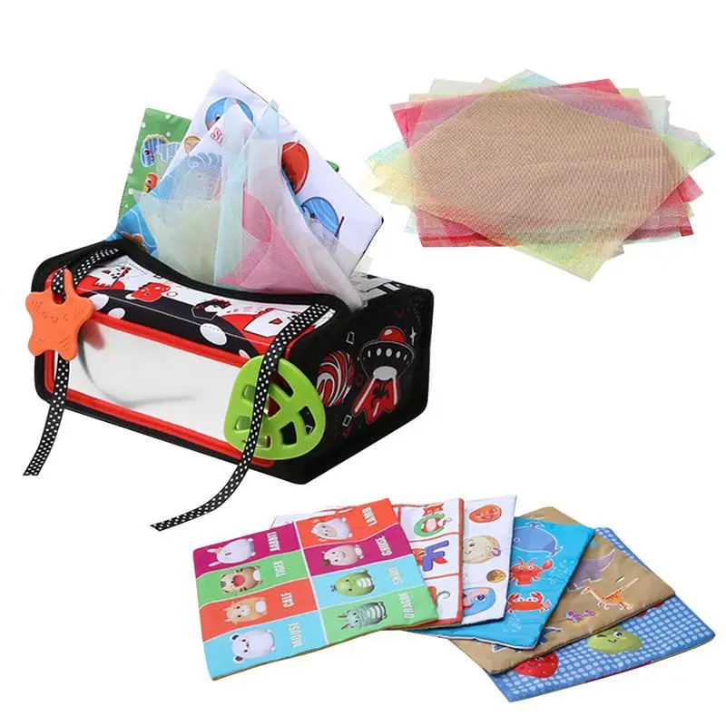

Sensory Tissue Toy Folding 2-Sides Printed Crinkle Paper Toy Montessori Parent-Child Interaction Toys For Playroom Living Room