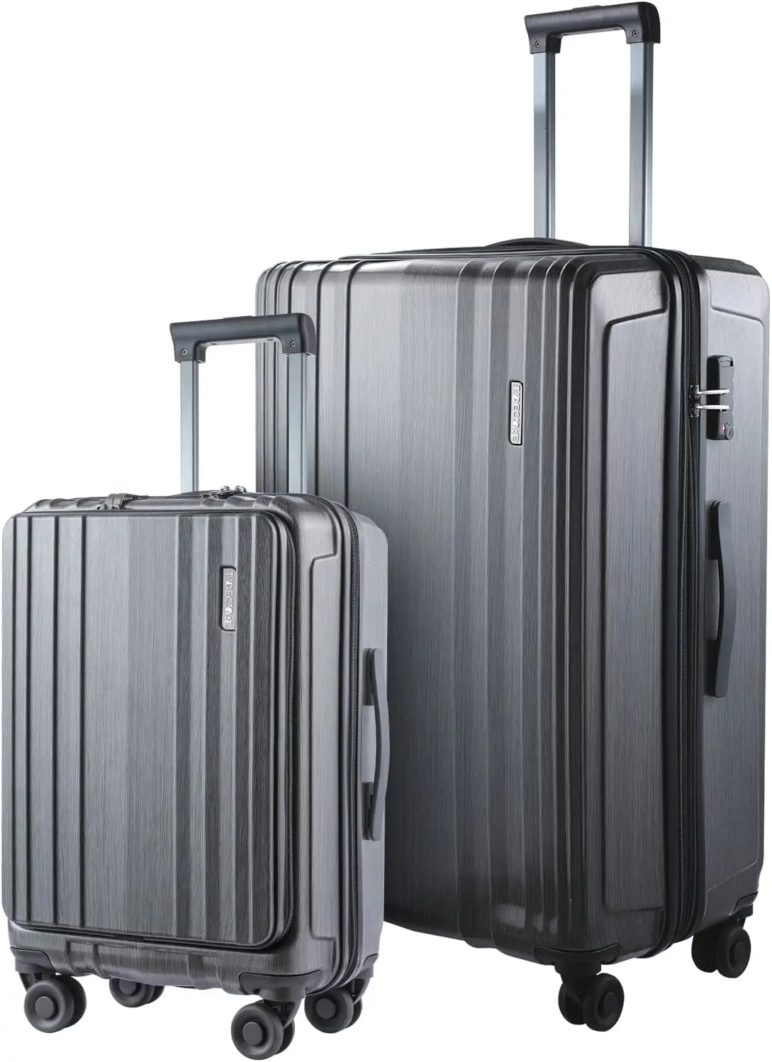 Set 2 Piece 21/28 Front Laptop Pocket & Expandable  Abs+pc Lightweight Hardshell Suitcase Spinner Wheels Tsa Lock Grey