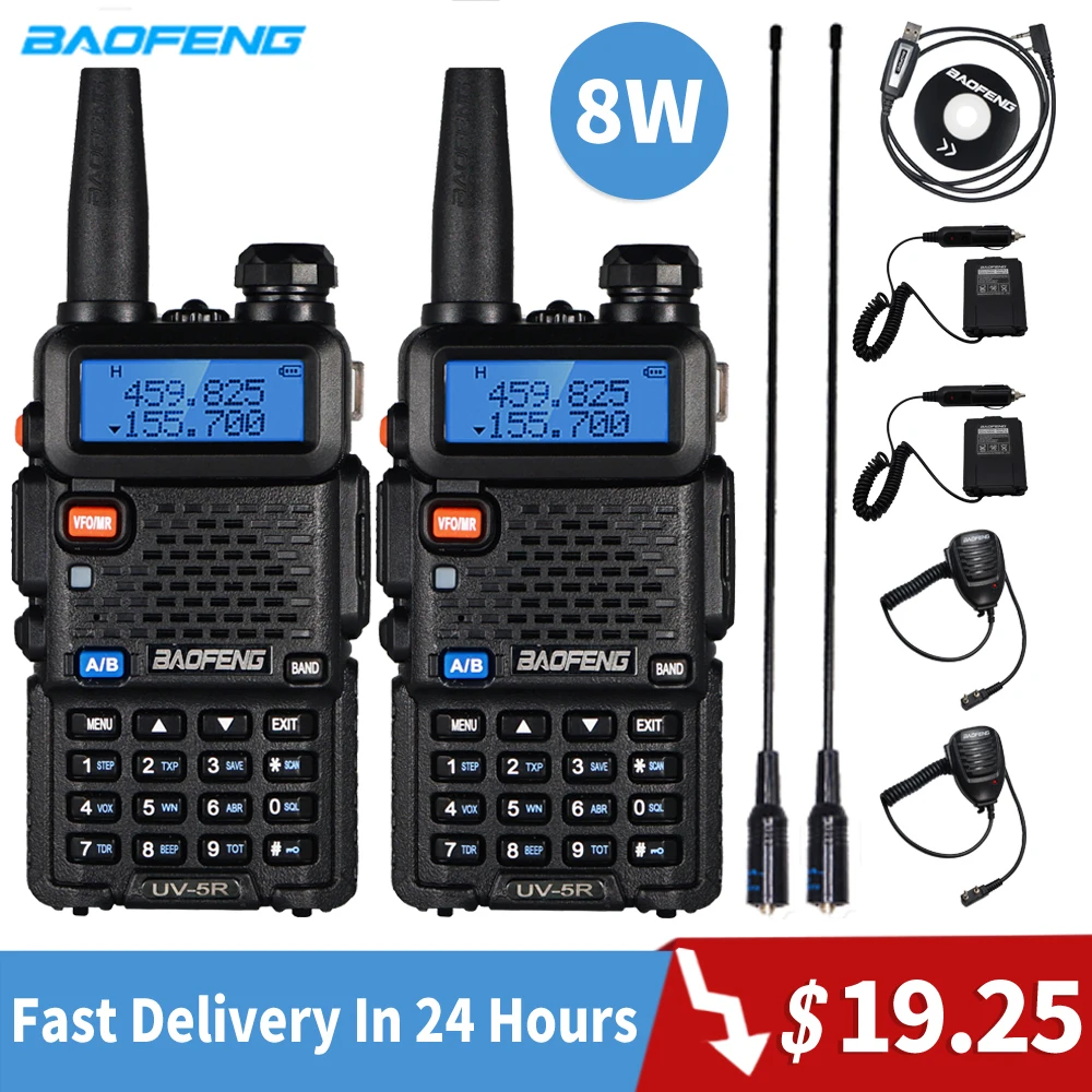 

Baofeng Walkie Talkie UV-5R Two Way CB Radio Portable Ham Radio uv5r 128CH VHF UHF 136-174Mhz & 400-520Mhz HF Transceiver