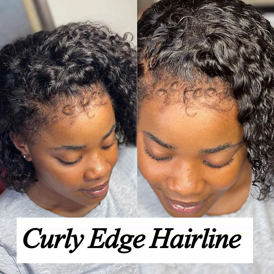 Curly Baby Hair 13x6 HD Lace Frontal Only Pre plucked Curly Edge Hairline HD Transparent Lace Brazilian Human Hair Water Wave