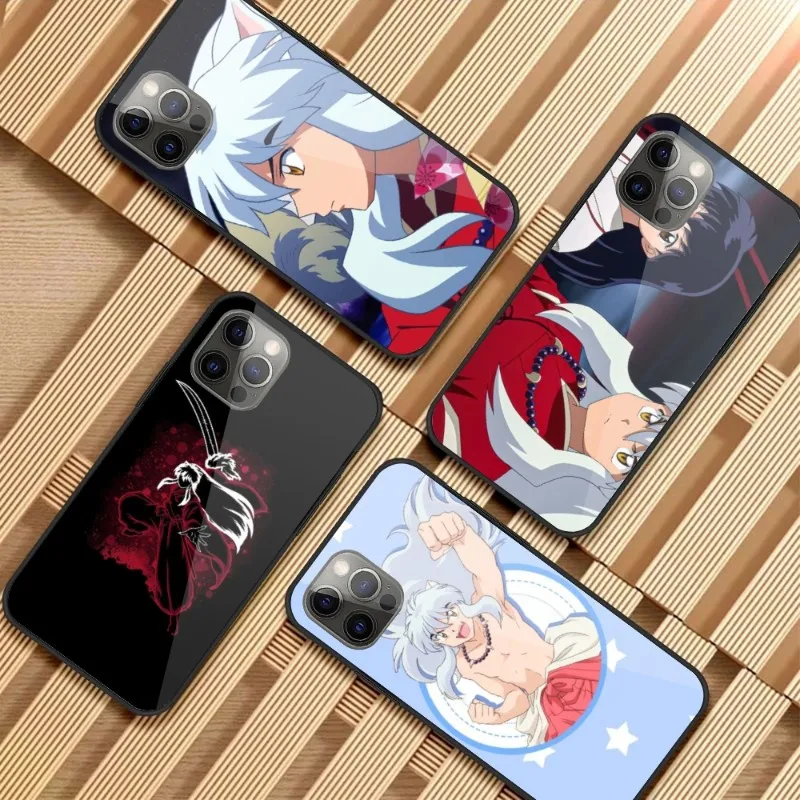 

Чехол для телефона из японского аниме Inuyasha для iPhone 14 13 12 11 XS X 8 7 6 Plus Mini Pro Max SE 2022, стеклянный чехол