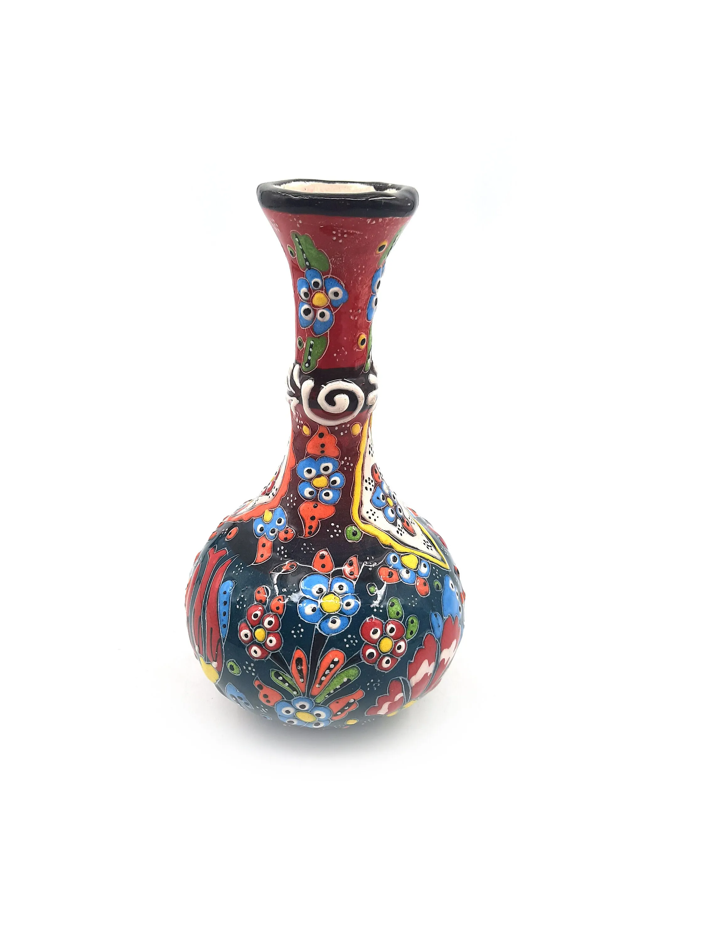

Modern Handmade Ceramic Mini Vase | Vintage Looking Decor 6 "x 3.5" for Flowers, growing Plants | Anatolian Style English