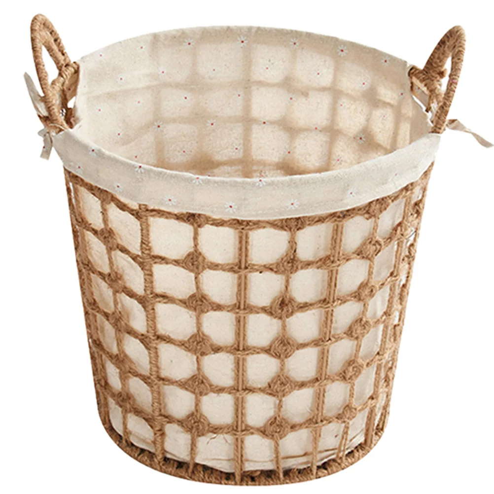 

Rope Storage Basket Woven Laundry Collapsible Trash Bin Portable Dirty Clothes