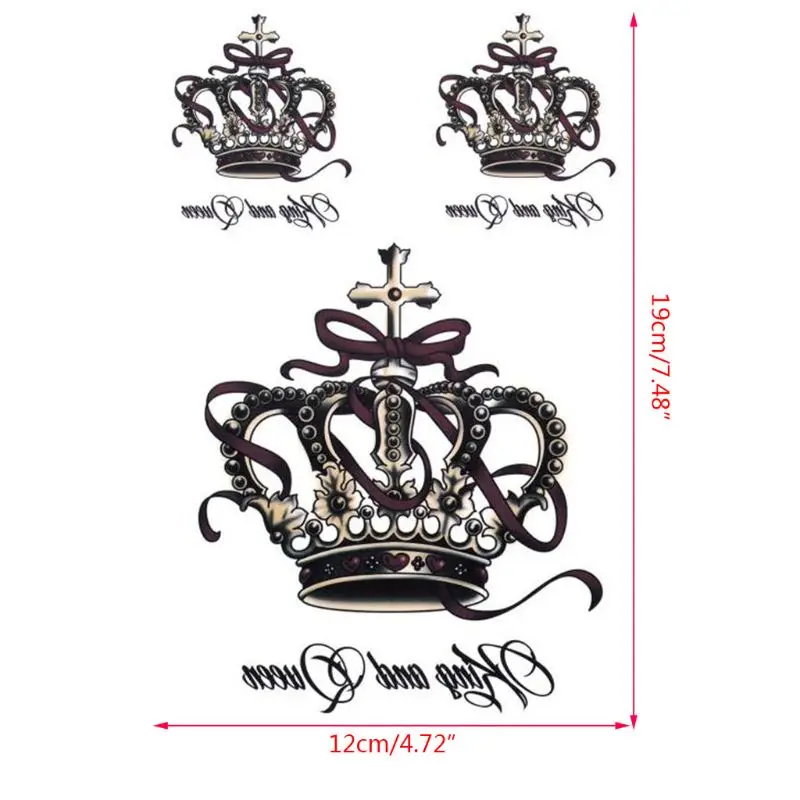 

RXJC Removable Waterproof Temporary Tattoos Body Art Stickers King and Queen Crown