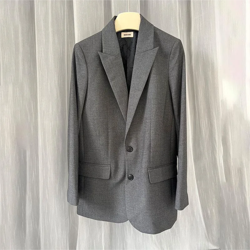 Zadig женский пиджак повседневный шикарный с лацканами и пуговицами серый топ Famele