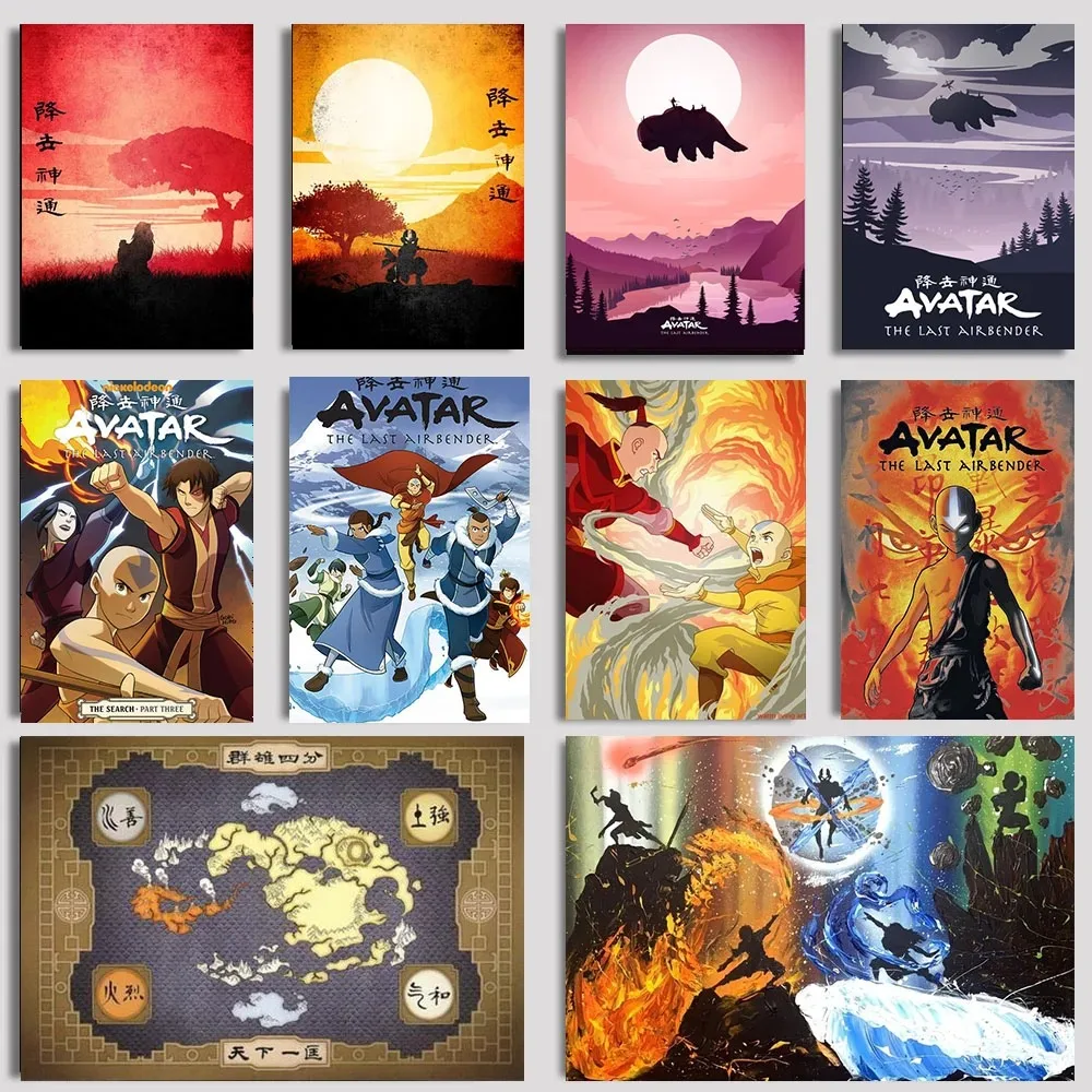 Классический аниме-аватар постер с принтом на холсте без рамы распылительная