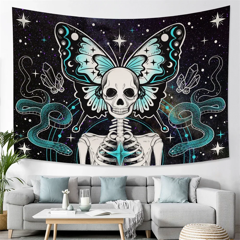 Психоделическая бабочка Череп Змея гобелен на стену Мандала Богемный Хиппи
