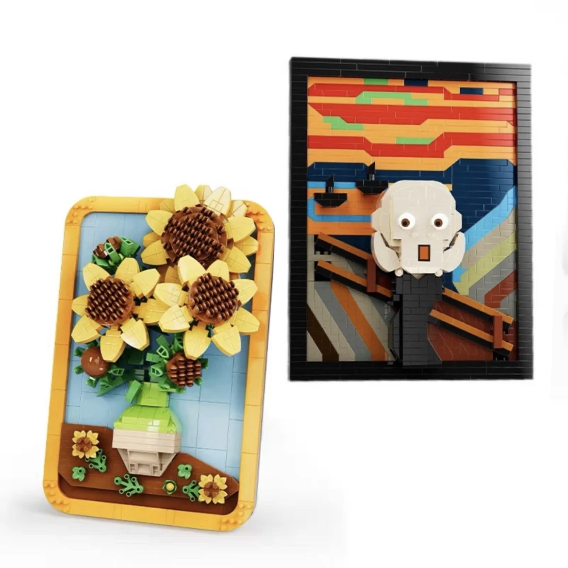 

Van Gogh Sunflower Art Painting Classic The Scream MOC Model Micro Building blocks creative brick Classic kits toy bricks