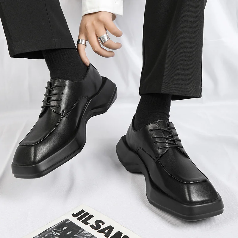 

Лоферы мужские из ПУ кожи, дышащие, без застежки, однотонные, повседневная обувь ручной работы, B019