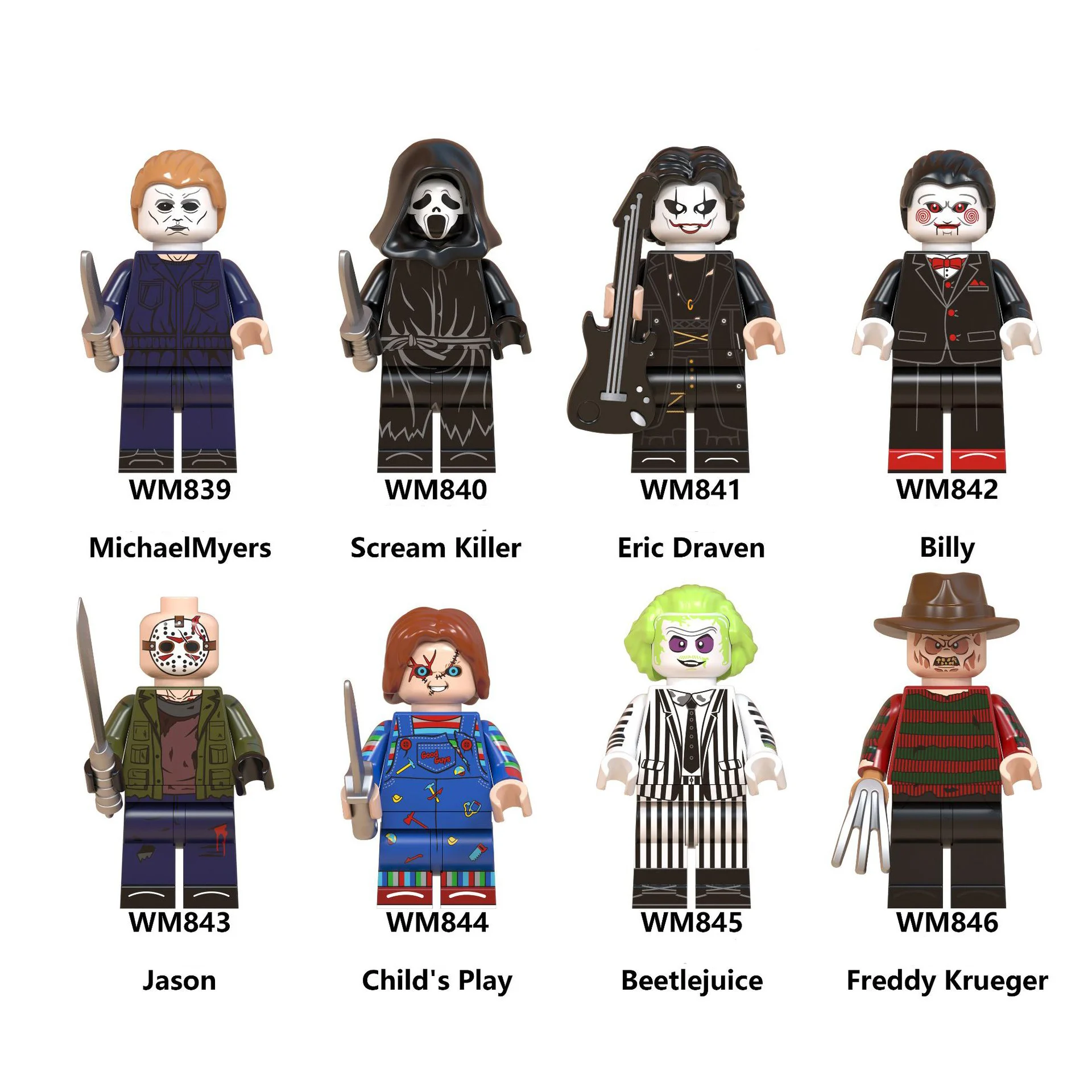 

WM6075 Halloween series anime figure kawaii horror action figure model mini assembled block doll kids building block toys gift