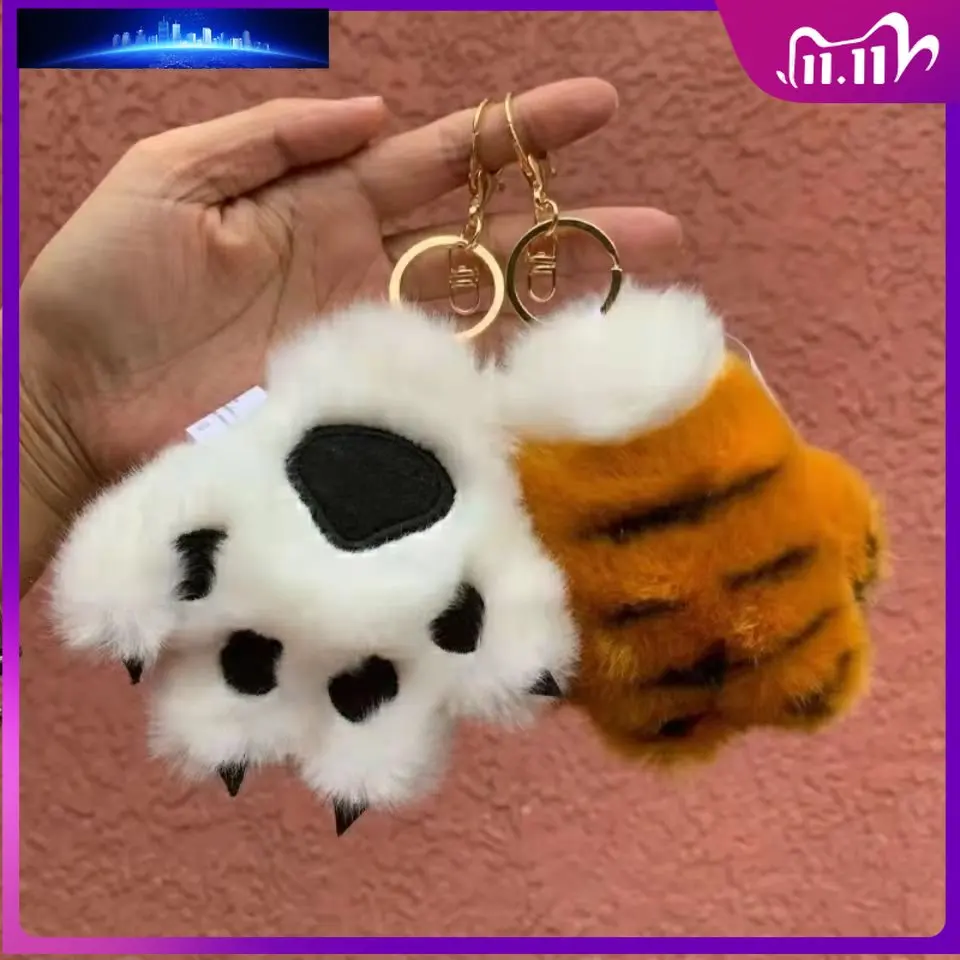 

Tiger paw Plush keychain Animal paws Claw Faux Fur Key Chain Charm Fashion Bear Paw Car Keychain Bag Pendant Party Gift Jewelry