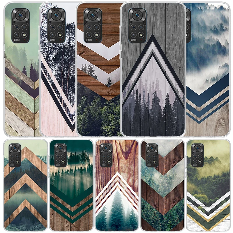Чехол для телефона Forest Geometry Wood Nature Xiaomi Redmi Note 13 14 12S 12 11S 11 11T 11E Pro Plus 10S 10 9S 9 + мягкая