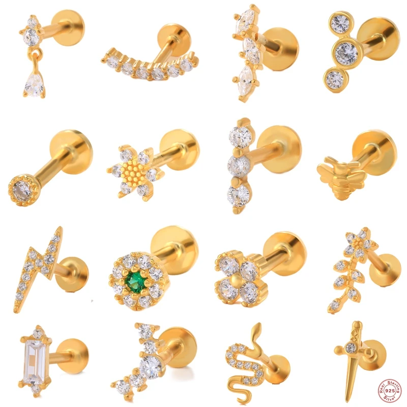 

1 шт., серебряное кольцо для губ, с фианитом, 16 г