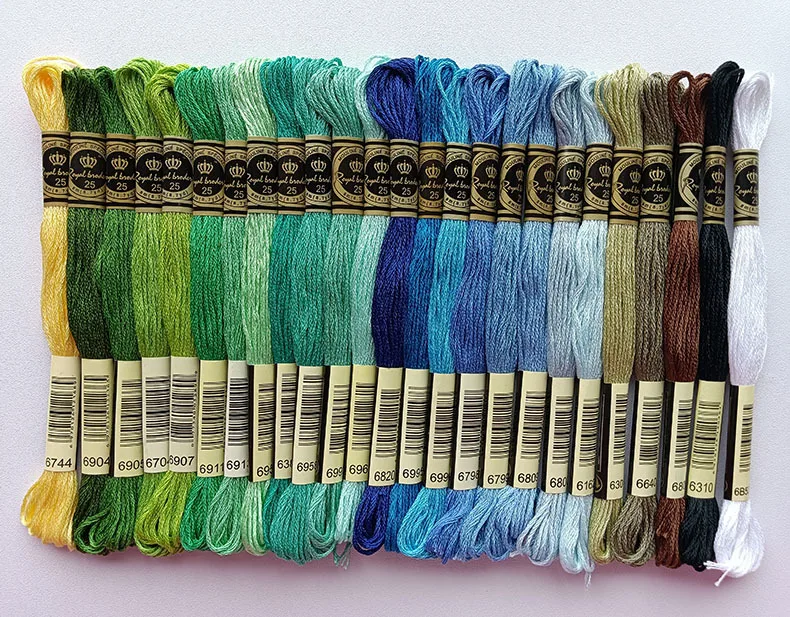 

50 цветов/комплект, 100% Египетский хлопок, 8 м/цвет