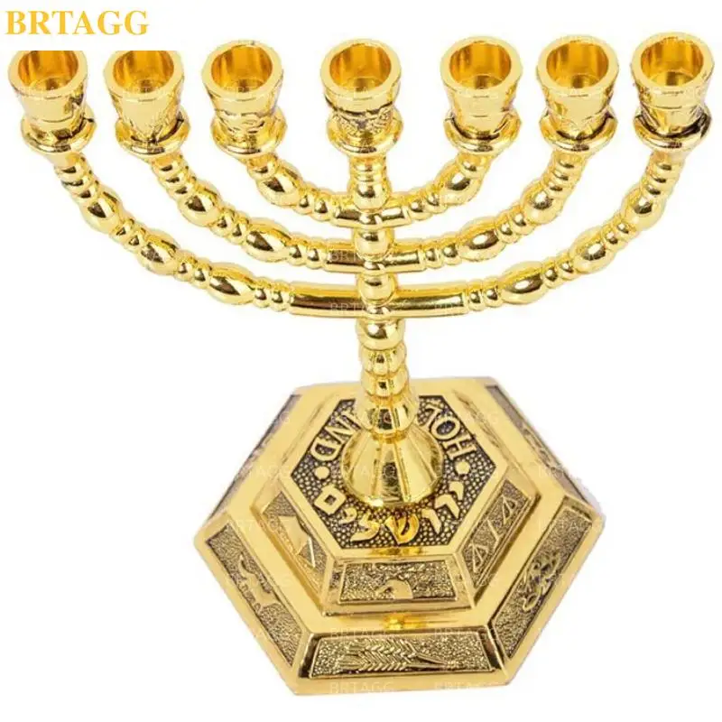Цена BRTAGG Menorah, 12 племен Израиля, Менора, храм Jerusма, 7 веток, еврейские подсвечники, подарок на Рождество, святая земля
