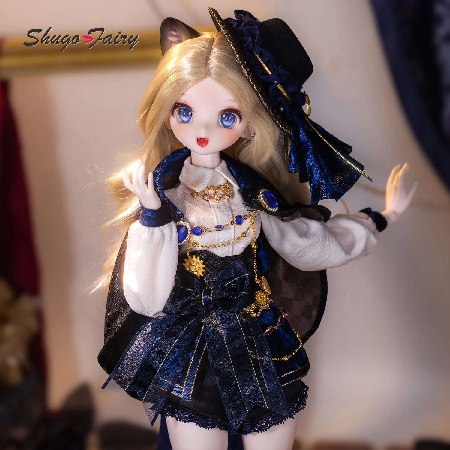 Фото Кукла BJD ShugaFairy Xingxing C D 1/4, полный комплект из смолы, ручная работа, винтажный стиль, с декором в виде драгоценных камней, в образе благородного кота-вора, шарнирная кукла №2
