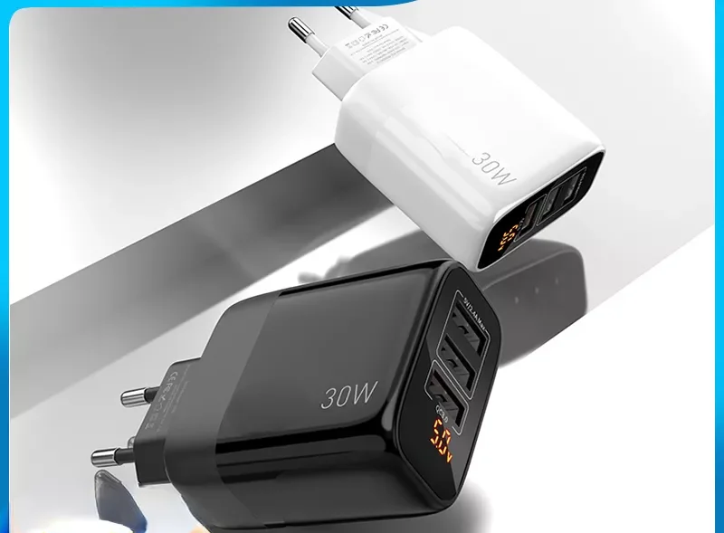 

USB Charger 30W Fast Charging PD Type C Quick Charge LED Display 13 12 Pro Max 11 8 USB C Charger