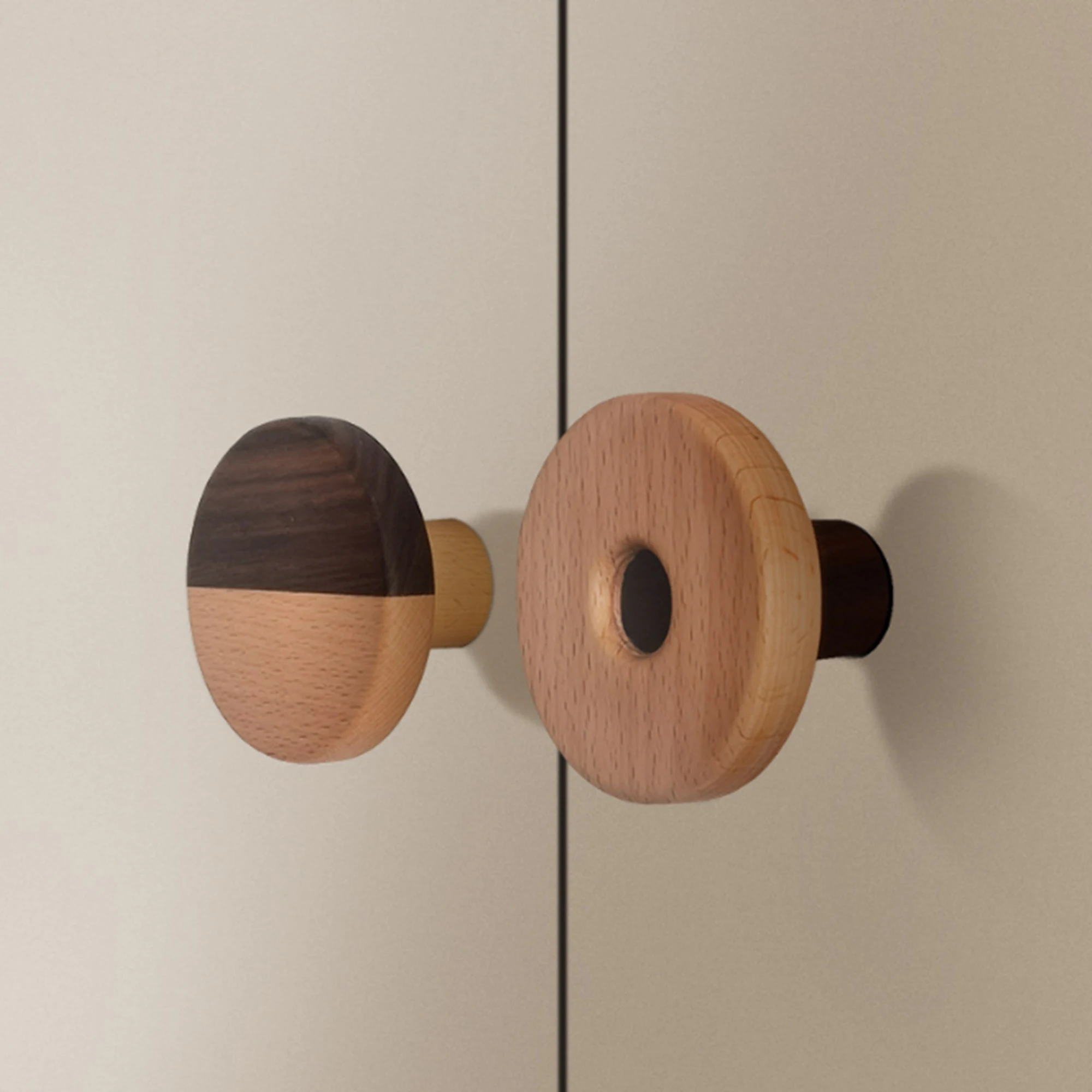 Ручка для шкафа из натурального дерева, буковая, ореховая