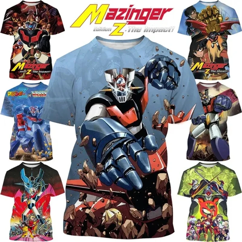 

Новые мужские футболки с 3D-принтом аниме Mazinger Z, Летние повседневные топы унисекс в стиле Харадзюку с коротким рукавом, футболки для мальчиков и девочек Y2k