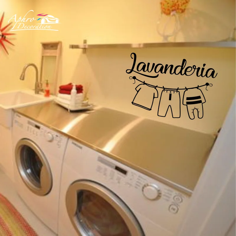 Итальянские слова Lavanderia Настенная Наклейка Panni Stesi настенные наклейки стирка