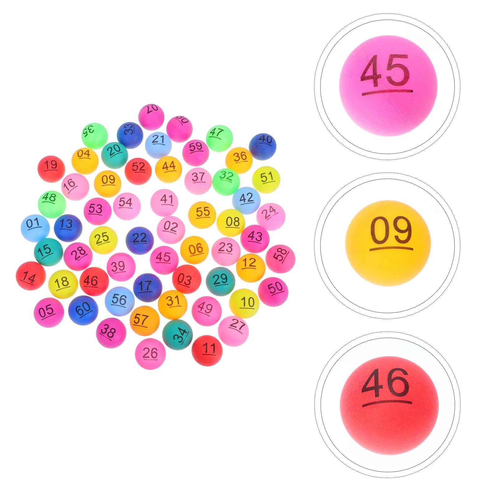 

60PCS Lottery Balls Plastic Seamless Entertainment Balls Lottery Balls for Annual Meeting