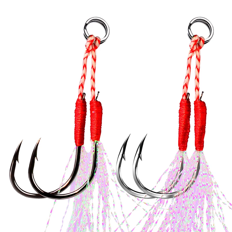 

PROBEROS 20pcs/lot Fishing Hooks Barbed Circle Carp Hooks With Thread Feather Roped Jigging Fishing Hooks Fly Fishing Tackle