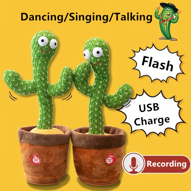 

Dancing Talking Cactus New Funny Home Decoration Baby Early Education Electronic Toys Knitted Fabric Plush Singing Dancer Dolls