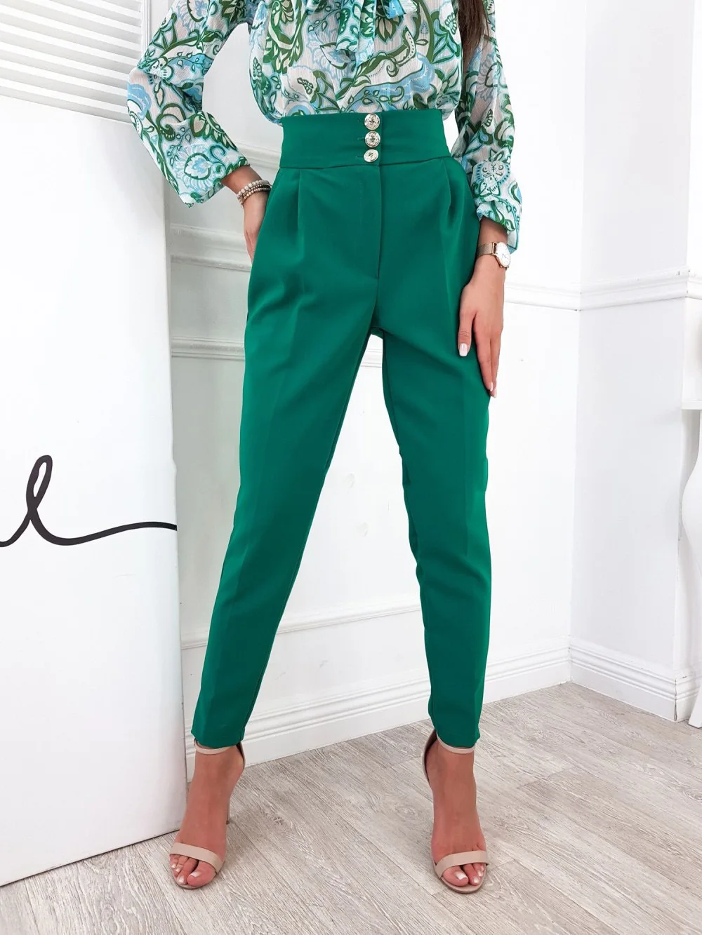 

Summer Casual Straight Pants Women Office Ladies Solid Button Straight Suit Trousers Women