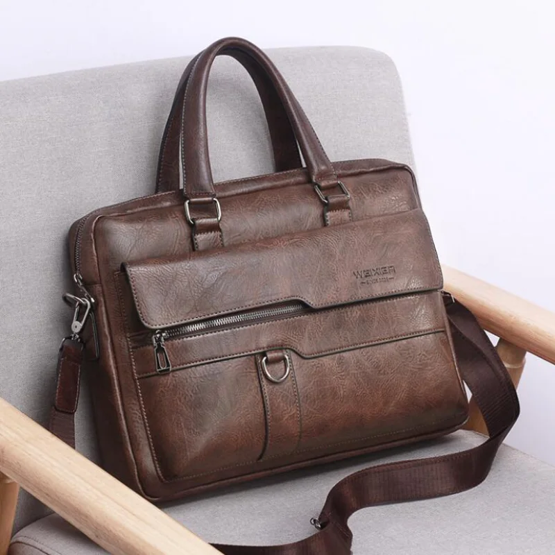 

Split 14 Laptop New Bag Handbag For Office Inch Shoulder Bags Leather Fashion Briefcase Bag Brand Men Quality Bag 2023 Men's