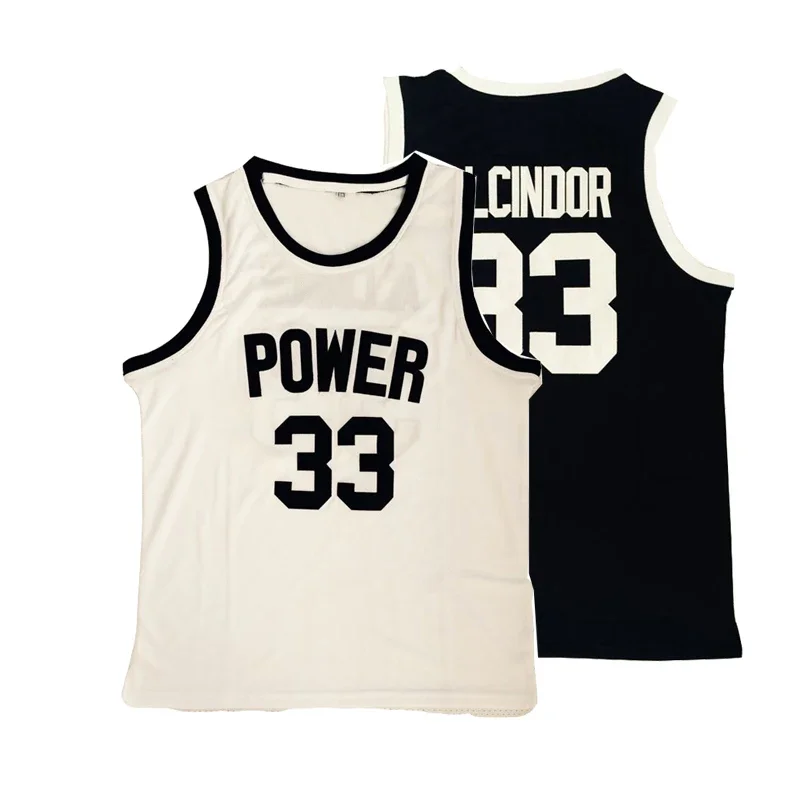 

Трикотажные изделия для баскетбола POWER 33 ALCINDOR, трикотажные изделия с вышивкой высокого качества для занятий спортом на открытом воздухе, в стиле хип-хоп, дышащие, белые, черные, новинка