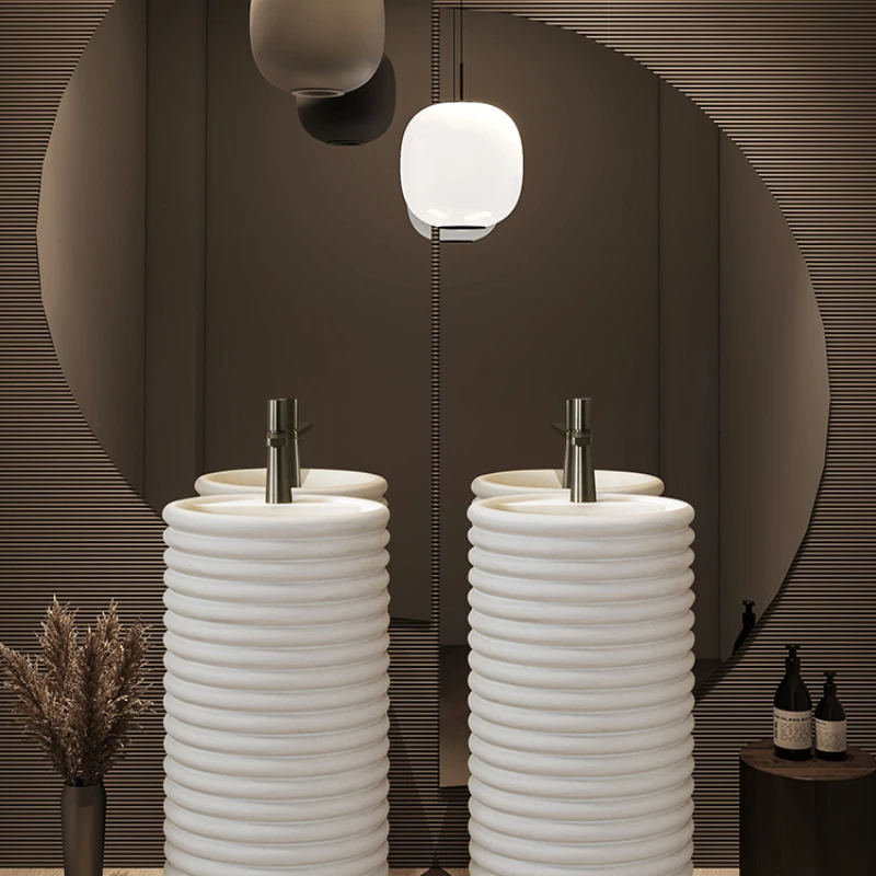 

Cream style column basin designer floor-standing integrated art sink personality creative coil washstand