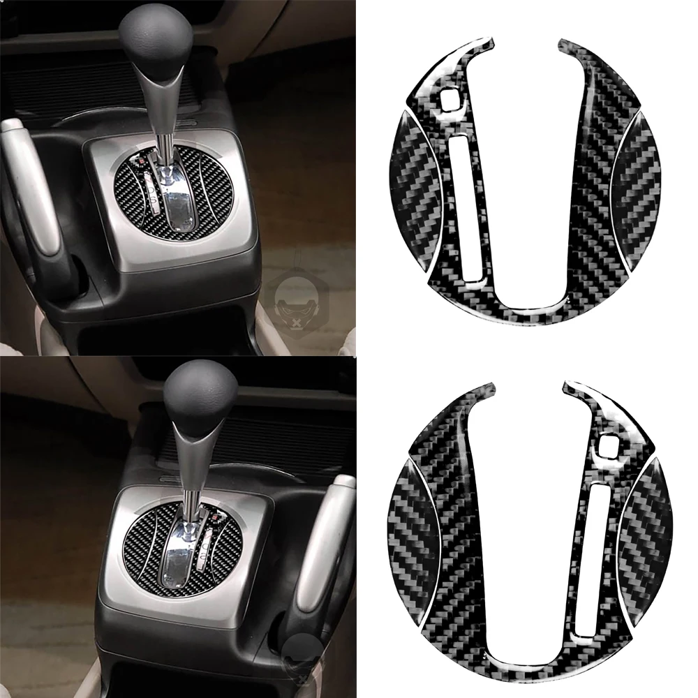 

3pcs Carbon Fiber Car Interior Automatic Gear Shift Panel Cover Gearbox Trim Frame Sticker For Honda Civic 8th Gen 2006-2011
