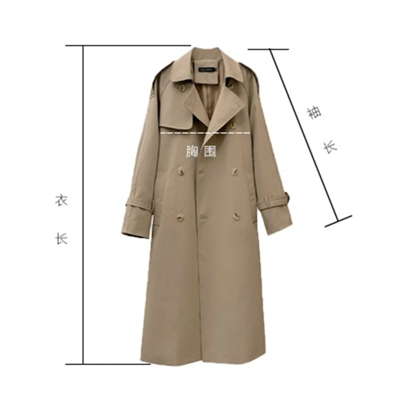 Длинный плащ цвета хаки женский новинка 2025 весна-осень корейское шикарное пальто