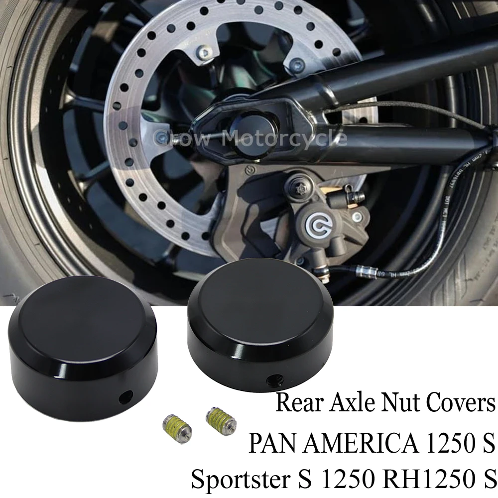 

Black Aluminum Rough Crafts Rear Axle Nut Covers Bolt Kit Fits For Sportster S 1250 RH1250 S PAN AMERICA 1250 S PA1250