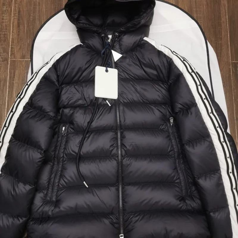 Осенне-зимний мужской пуховик с капюшоном пушистое теплое пальто лямкой на руку