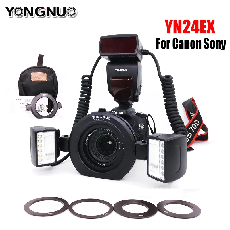 Yongnuo YN24EX II EX E-TTL Кольцевая вспышка для макросов Speedlite 5600K камеры Canon Sony 1Dx 5D3 6D 7D 70D 80D