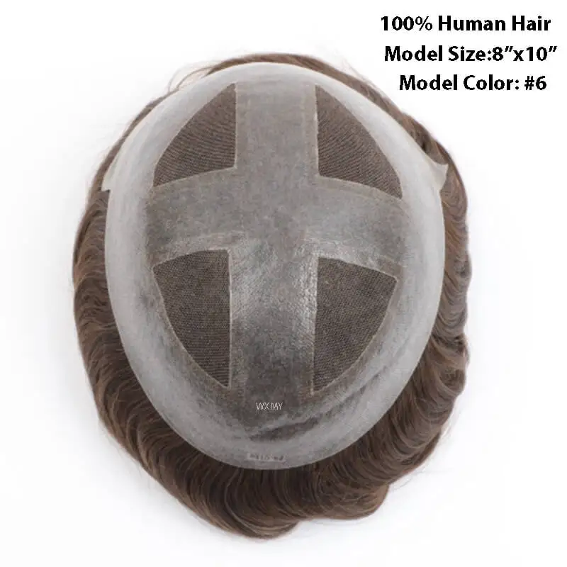 Мужской парик Toupee 0 06-0 08 мм из тонкой кожи с французским кружевом мужской протез