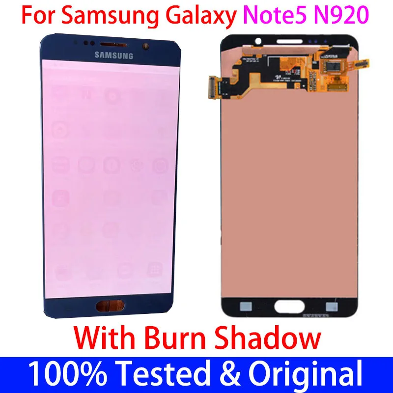 Оригинальный ЖК-дисплей Super AMOLED burn shadow для Samsung Galaxy Note 5 дисплей 7 дюйма Note5 N920F N920A