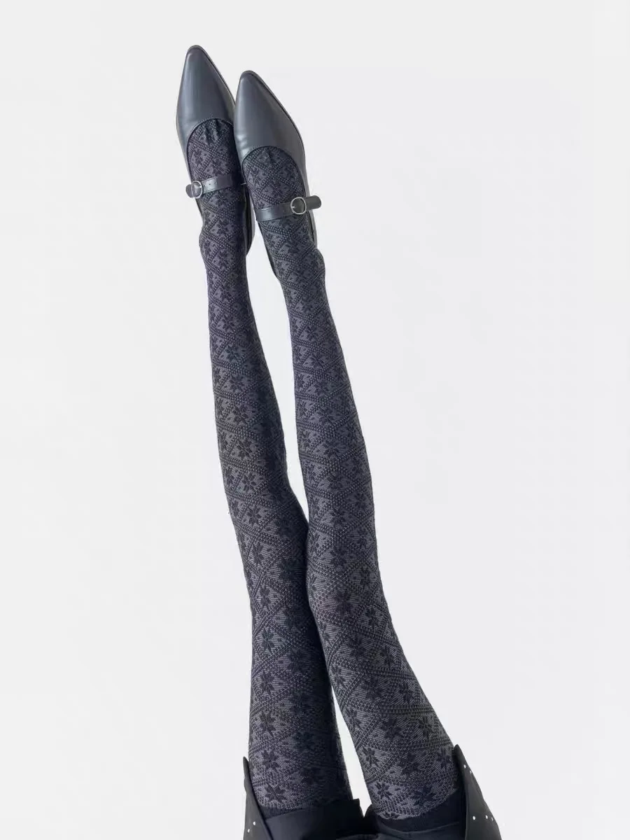 Весенне-осенние женские винтажные вязаные леггинсы Mori Girls с цветными блоками Diomand