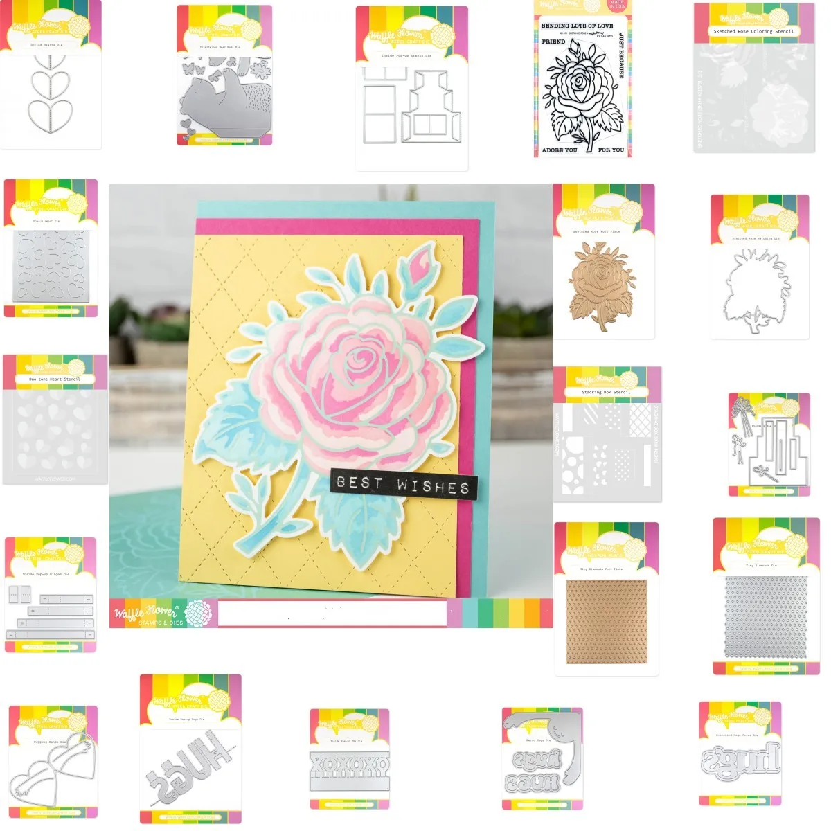 

2023 New Rose Heart Bear Hugs Gift Box Clear Stamps Metal Cutting Dies Stencil Hot Foil Scrapbook Diy Craft Template Decoration