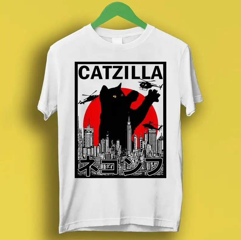 

Catzilla King Of Pawster Godzilla Paws Cat Kitten Pet Lover Meme Gift Funny Vintage Style Gamer Cult Movie Music Tee T Shirt