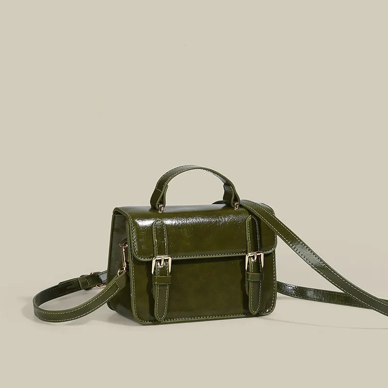 Women's Small Handbag 2022 Simple Genuine Leather Shoulder Bag Retro Buckle Handbag Luxury Brand Bag Square Wallet Casual Bag