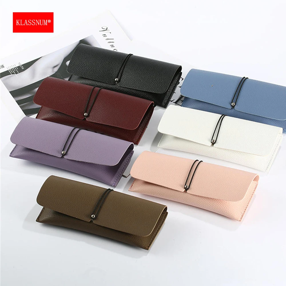 Klassnum Женские PU кожаные очки крышка коробка с веревочными пряжками для чтения