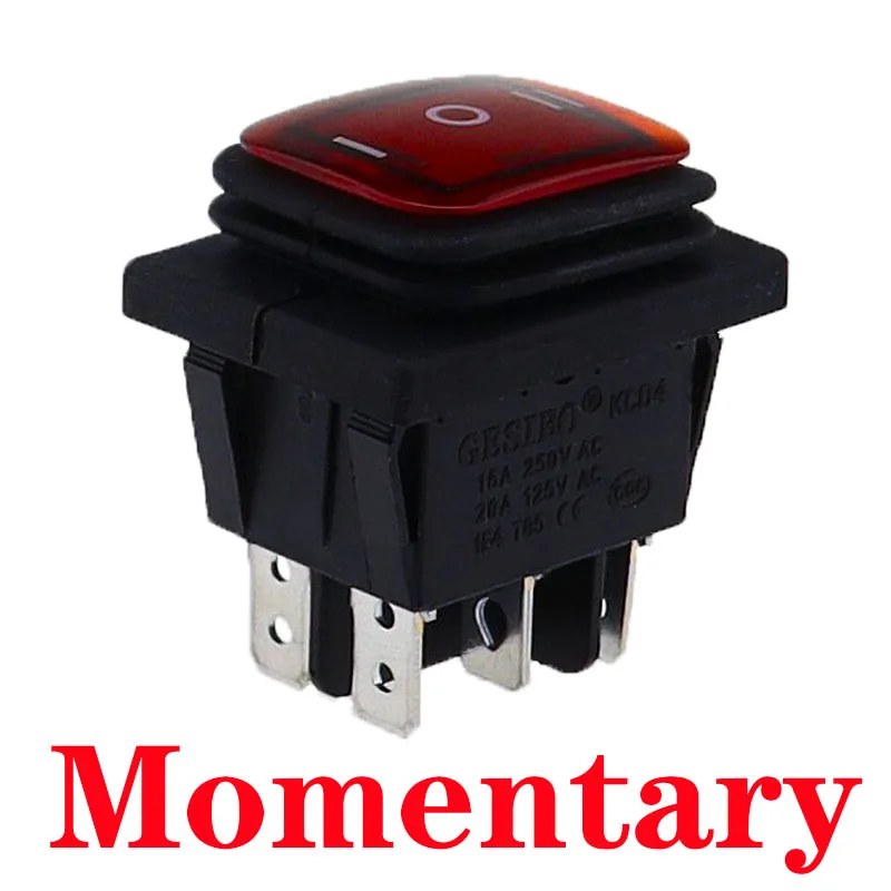 Мгновенный кулисный переключатель 6 контактов светло-красный 12-24В 220В