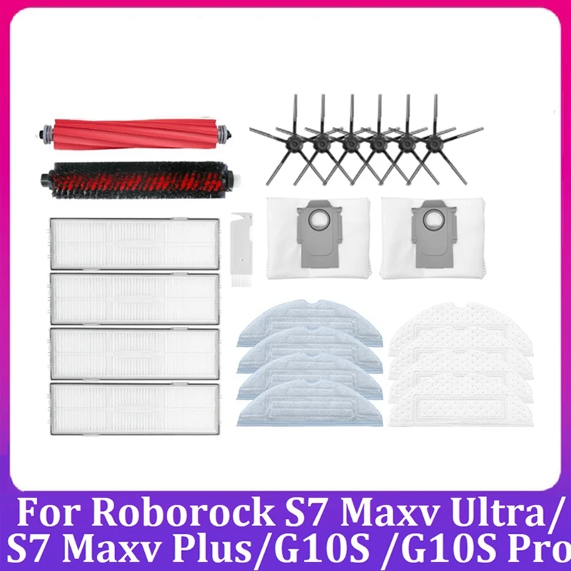 

23Pcs Accessories Kit For Roborock S7 Maxv Ultra/S7 Maxv Plus/G10S /G10S Pro Robot Vacuum Cleaner Main Side Brush Filter