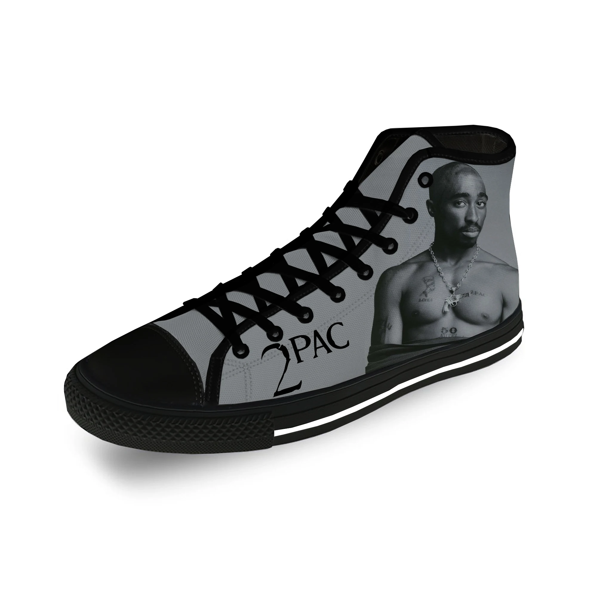 

Высокие кроссовки Rap 2pac Tupac для мужчин и женщин, повседневная холщовая обувь для подростков, дышащая легкая обувь для бега с 3D принтом