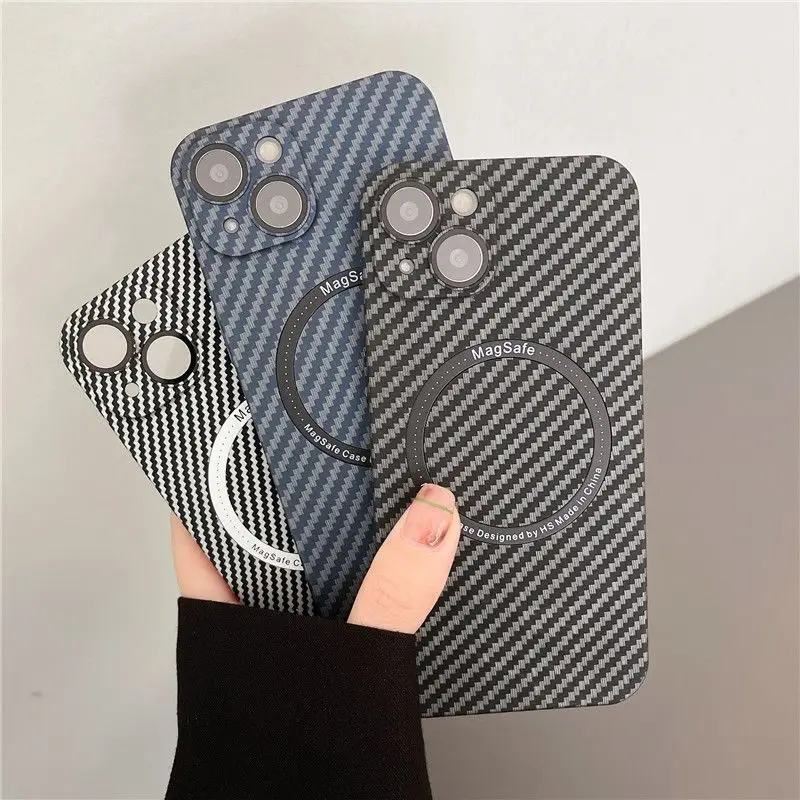 Магнитный чехол Magsafe из углеродного волокна для iPhone 13 Pro Max 12 защитный объектива